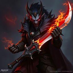 Alistar Bloodthirst, a 132-year-old male vampire from Ixalan, depicted in a hybrid form of vampire and werewolf