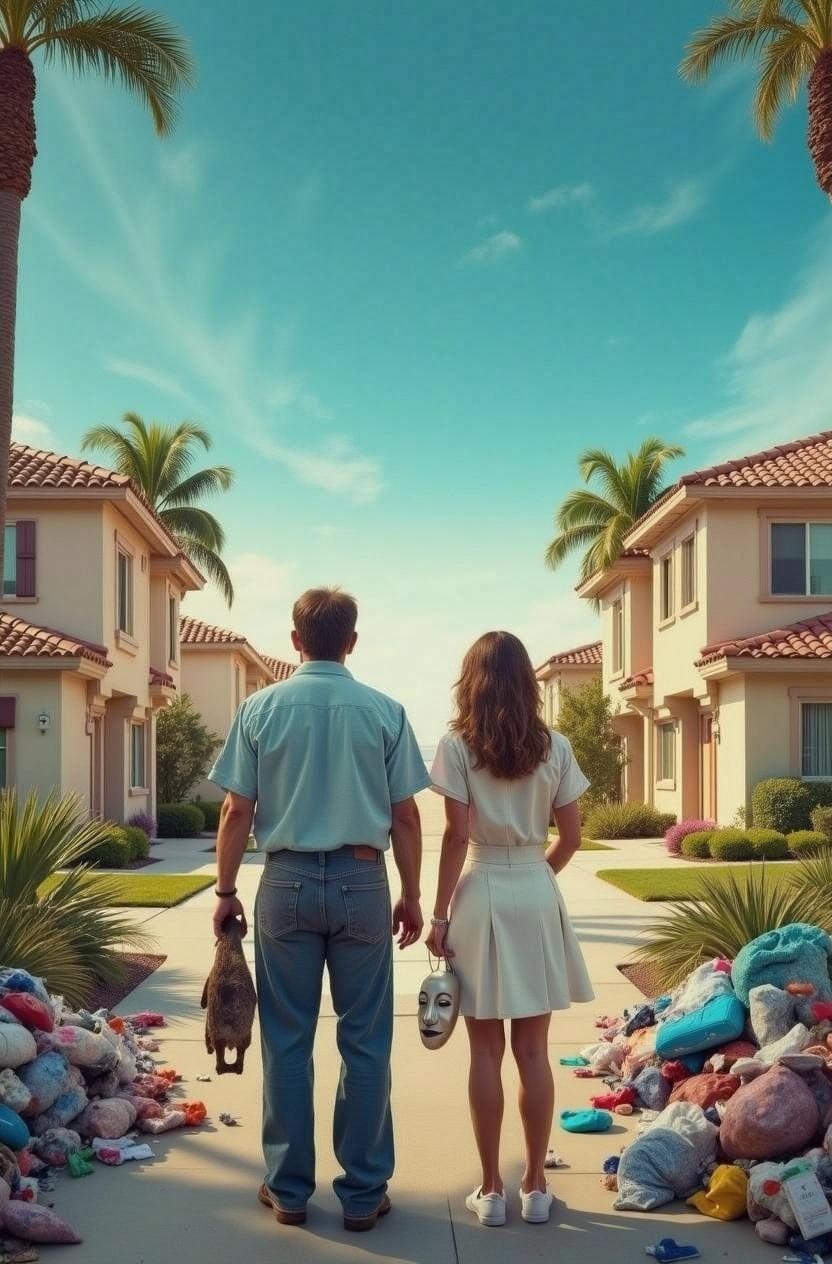 A movie poster depicting a sunny Spanish-style, middle-class residential area