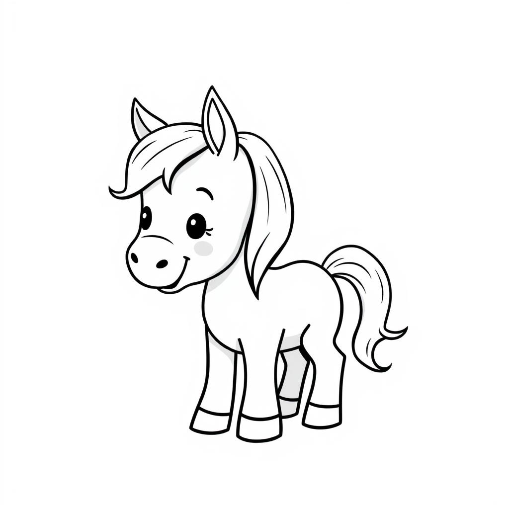 A charming black and white drawing of a cute pony receiving affection, surrounded by a simple and clean white background