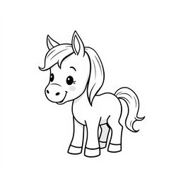 A charming black and white drawing of a cute pony receiving affection, surrounded by a simple and clean white background