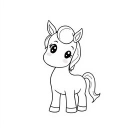 A charming black and white drawing of a cute pony receiving affection, surrounded by a simple and clean white background