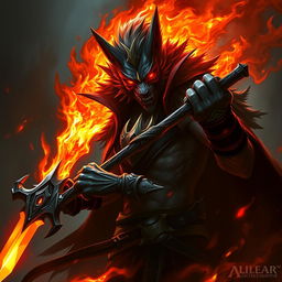 Alistar Bloodthirst, a 132-year-old vampire from Ixalan, portrayed in a hybrid form of vampire and werewolf