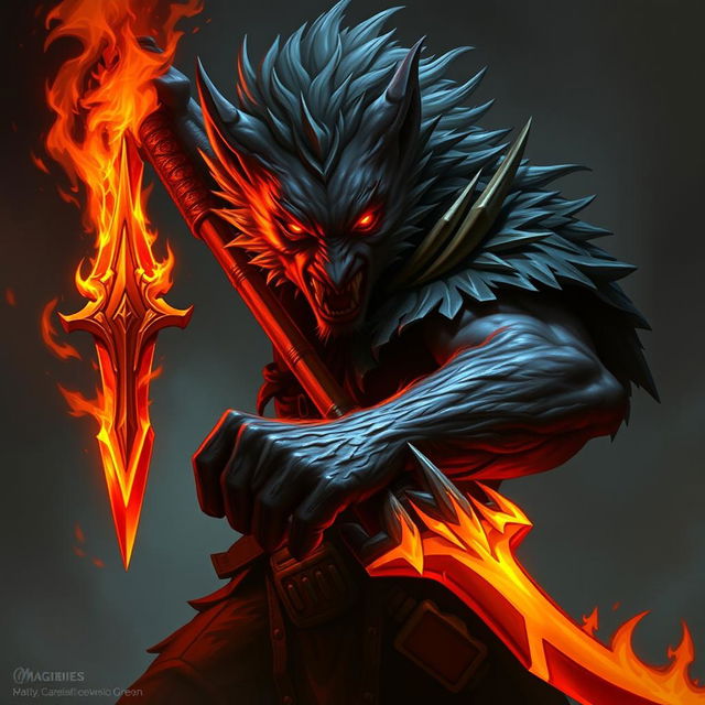 Alistar Bloodthirst, a 132-year-old vampire from Ixalan, depicted in a hybrid form of human and werewolf