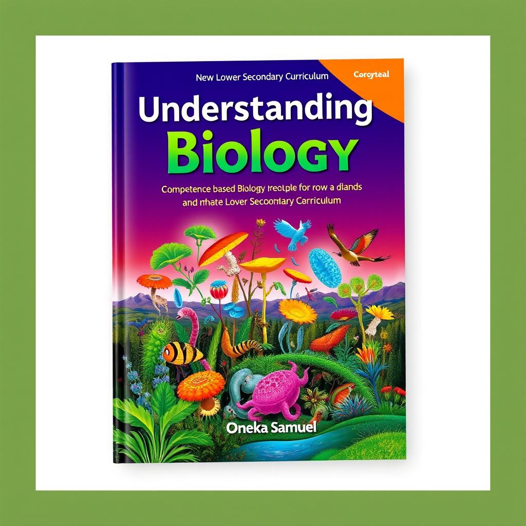 A captivating cover design for a biology textbook titled 'Understanding Biology: Competence Based Biology Book 4' for the New Lower Secondary Curriculum