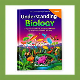 A captivating cover design for a biology textbook titled 'Understanding Biology: Competence Based Biology Book 4' for the New Lower Secondary Curriculum