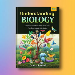 A captivating cover design for a biology textbook titled 'Understanding Biology: Competence Based Biology Book 4' for the New Lower Secondary Curriculum