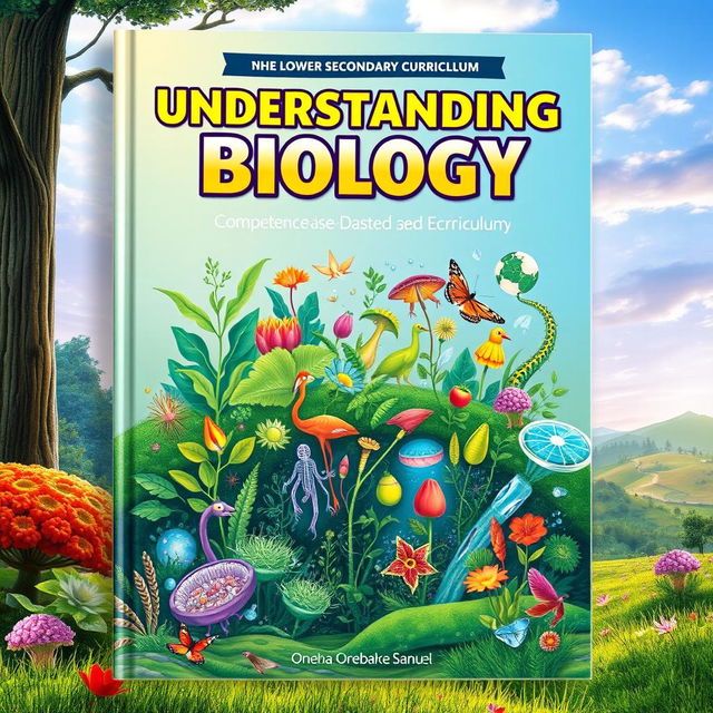 A captivating cover design for a biology textbook titled 'Understanding Biology: Competence Based Biology Book 4' for the New Lower Secondary Curriculum