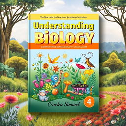 A captivating cover design for a biology textbook titled 'Understanding Biology: Competence Based Biology Book 4' for the New Lower Secondary Curriculum