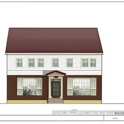 A west-facing front elevation design of a building, with the exact dimensions being 22 feet in width and 40 feet in height.