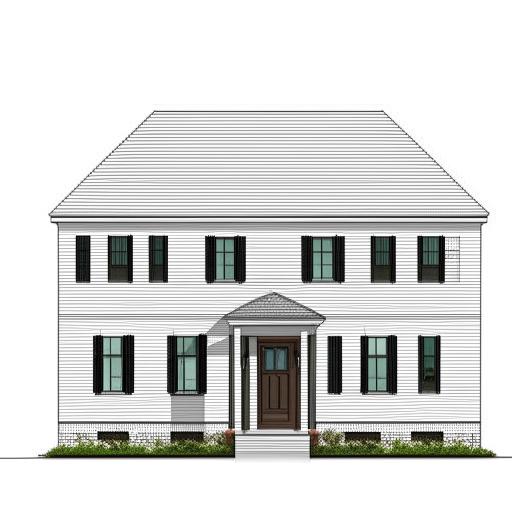 A west-facing front elevation design of a building, with the exact dimensions being 22 feet in width and 40 feet in height.