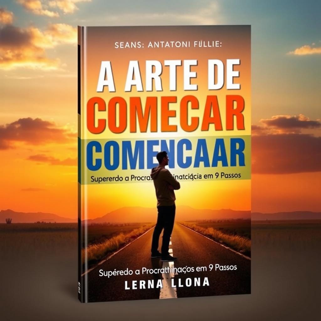 A captivating eBook cover titled 'A Arte de Começar: Superando a Procrastinação em 9 Passos'