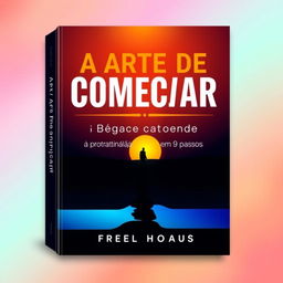 A captivating e-book cover design for 'A Arte de Começar: Superando a Procrastinação em 9 Passos'