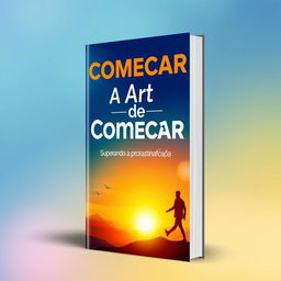 A captivating e-book cover design for 'A Arte de Começar: Superando a Procrastinação em 9 Passos'