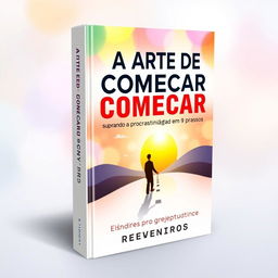 A captivating e-book cover design for 'A Arte de Começar: Superando a Procrastinação em 9 Passos'