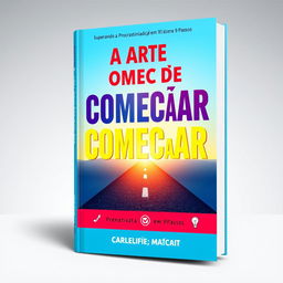 A book cover design for an eBook titled 'A Arte de Começar: Superando a Procrastinação em 9 Passos'