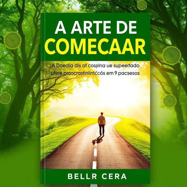 An inspiring e-book cover for 'A Arte de Começar: Superando a Procrastinação em 9 Passos'