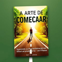 An inspiring e-book cover for 'A Arte de Começar: Superando a Procrastinação em 9 Passos'