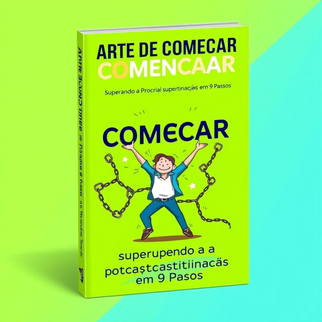 A visually striking e-book cover for 'A Arte de Começar: Superando a Procrastinação em 9 Passos'