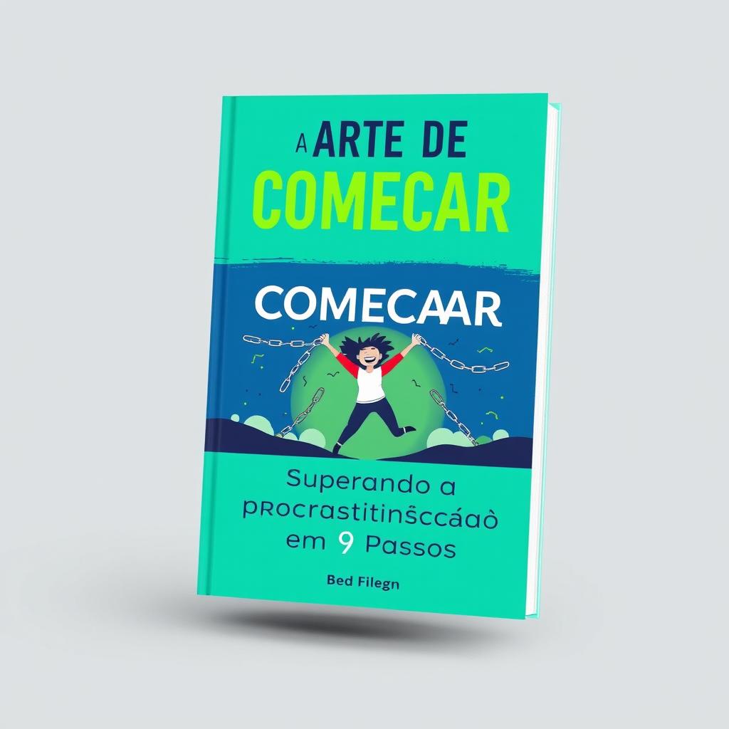 A visually striking e-book cover for 'A Arte de Começar: Superando a Procrastinação em 9 Passos'