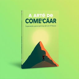 Design a captivating e-book cover for 'A Arte de Começar: Superando a Procrastinação em 9 Passos'