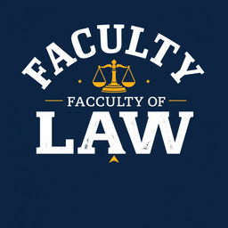 A stylish t-shirt design featuring the words 'FACULTY OF LAW' prominently displayed