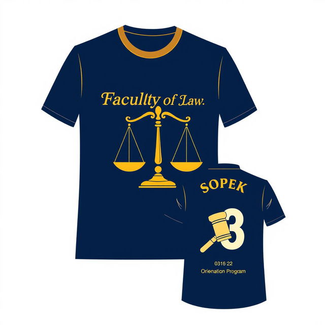 A stylish and modern t-shirt design for a Faculty of Law orientation program (OSPEK)