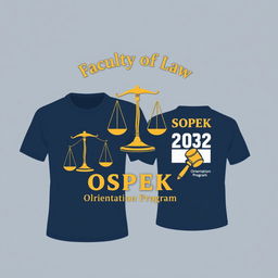 A stylish and modern t-shirt design for a Faculty of Law orientation program (OSPEK)