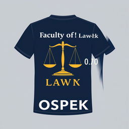 A stylish and modern t-shirt design for a Faculty of Law orientation program (OSPEK)