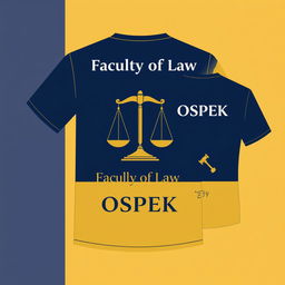 A stylish and modern t-shirt design for a Faculty of Law orientation program (OSPEK)