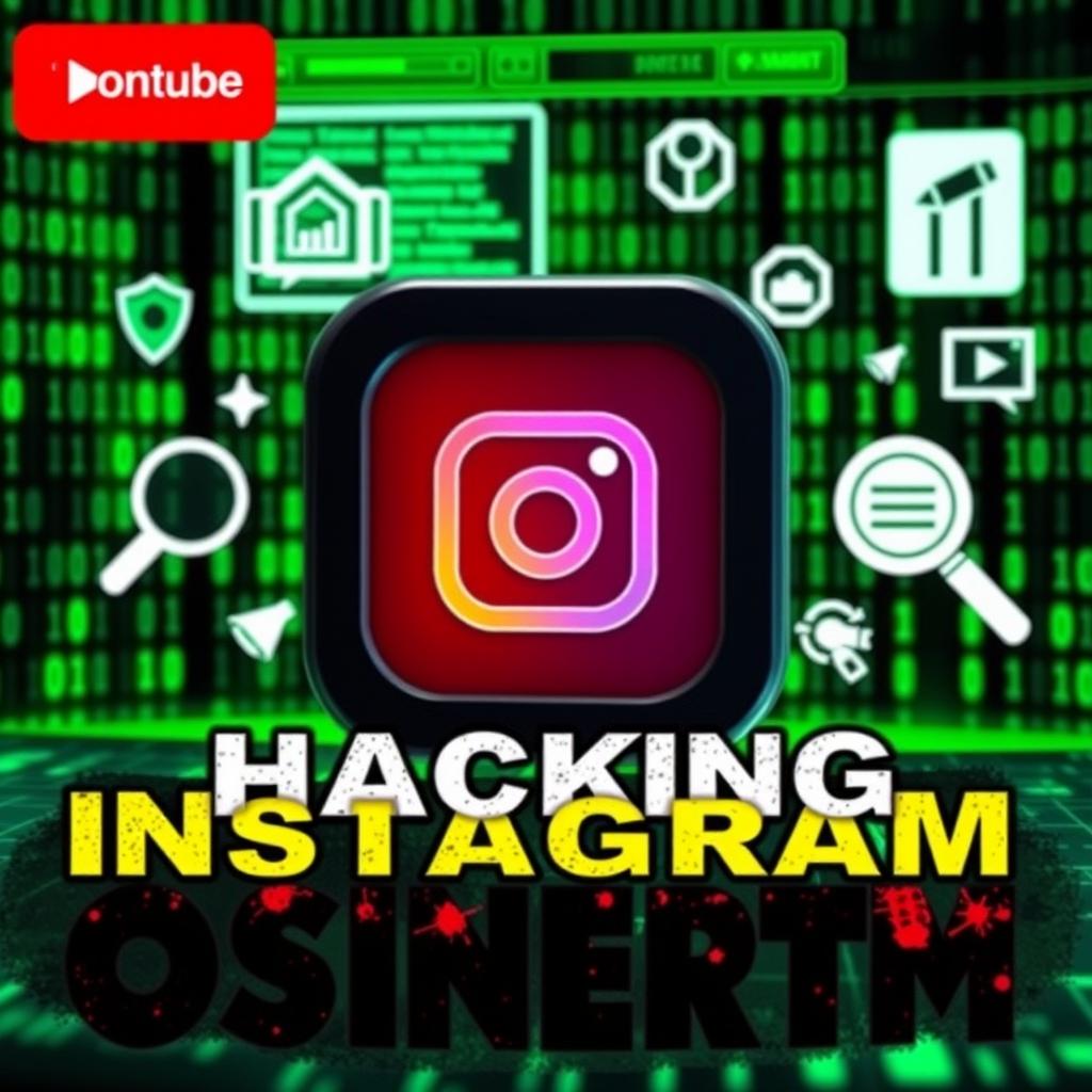 A dynamic YouTube thumbnail showcasing the concept of applying OSINT (Open Source Intelligence) techniques on Instagram