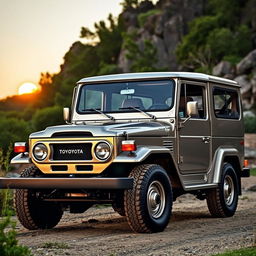 A classic Toyota Land Cruiser HDJ 80, known for its rugged build and off-road capabilities