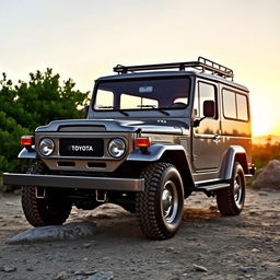 A classic Toyota Land Cruiser HDJ 80, known for its rugged build and off-road capabilities