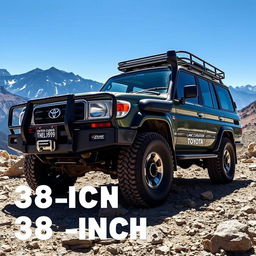 A rugged and adventurous scene featuring a Toyota Land Cruiser HDJ80 with an impressive 38-inch snorkel, ready for off-road exploration