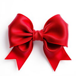 A detailed red bow with two stylish ends on the sides, showcasing intricate textures and vivid colors