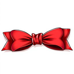 An illustration of a detailed red bow, featuring two stylish ends on the sides