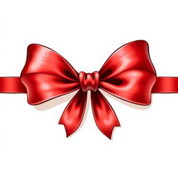 An illustration of a detailed red bow with two elegant ends on each side