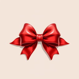 An illustration of a detailed red bow with two elegant ends on each side