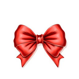 An illustration of a detailed red bow with two elegant ends on each side