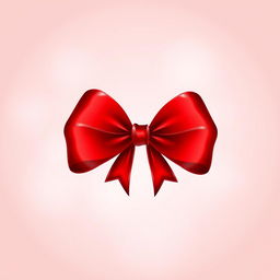 Illustration of a vibrant red bow with its ends curling outward, featuring a glossy finish that adds a dynamic shine