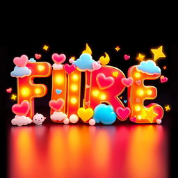 A stunning 3D animated rendering of the name "FIRE" in an adorable anime-inspired style