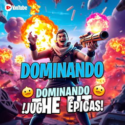 An eye-catching YouTube video thumbnail designed for a Fortnite theme titled 'Dominando The Pit: ¡Jugadas Épicas!'