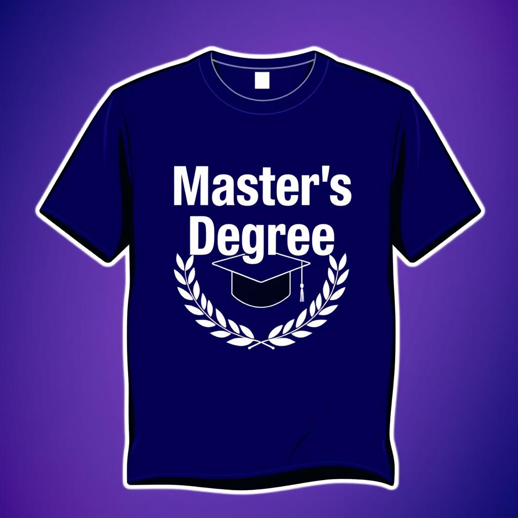 A stylish and creative t-shirt design celebrating a master's degree achievement