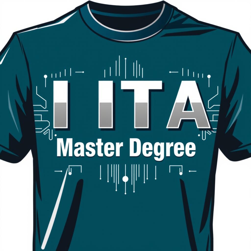 A stylish t-shirt design specifically celebrating an ITA (Information Technology and Applications) Master's Degree achievement