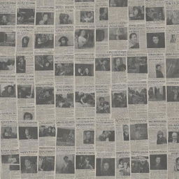 An image that resembles a collection of square-shaped newspaper front pages, featuring various headlines and captivating photographs capturing different storylines.