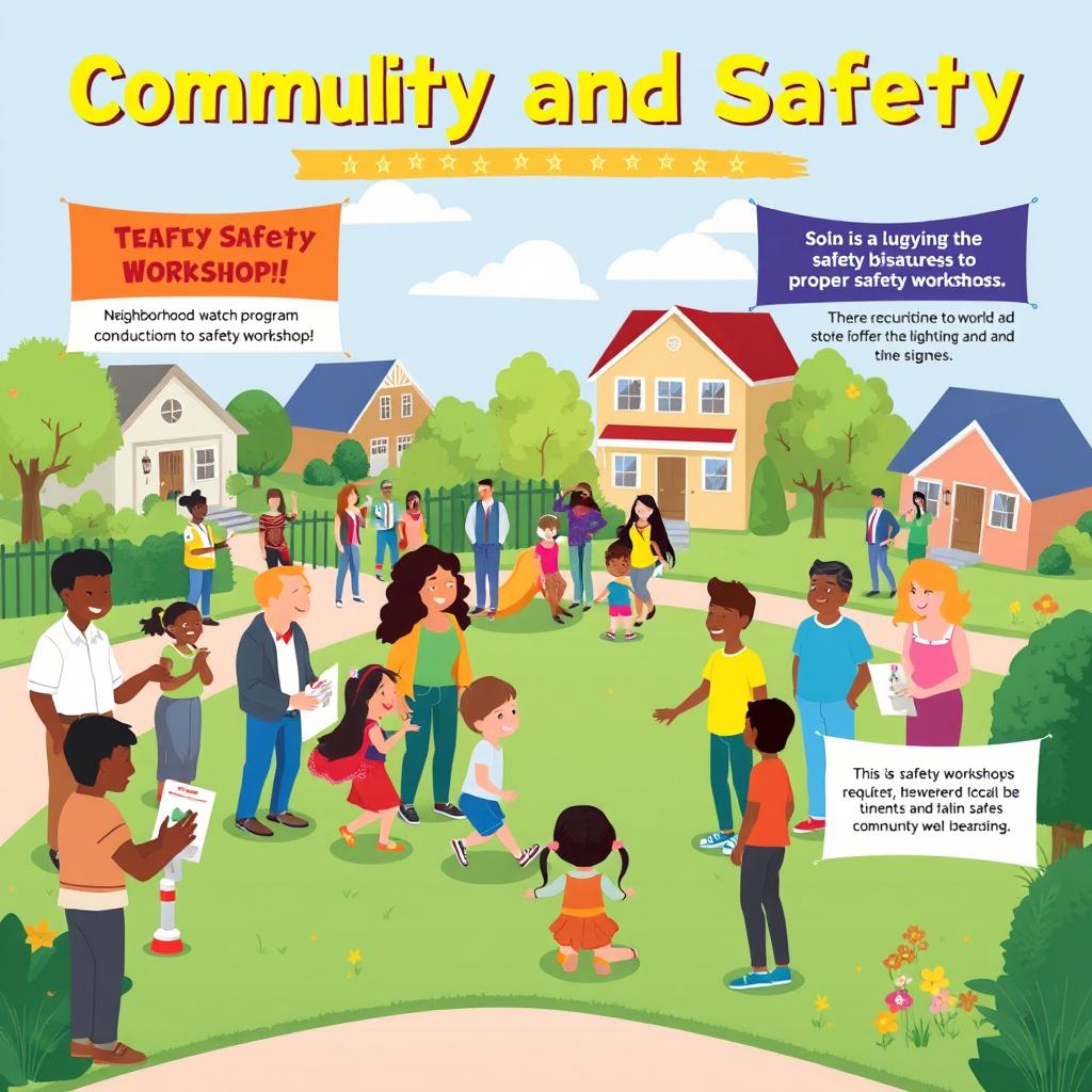 An engaging and optimistic illustration depicting the theme of community and safety