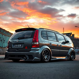 A stunningly tuned 2001 Opel Zafira in widebody configuration, coated in a sleek Nardo Grey paint job