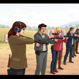 A professional and informative illustration showcasing a firearms training course