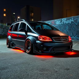 A highly modified 2003 Opel Zafira with a striking widebody kit, showcasing aggressive fenders, a lowered stance with custom suspension, and sporty alloy wheels