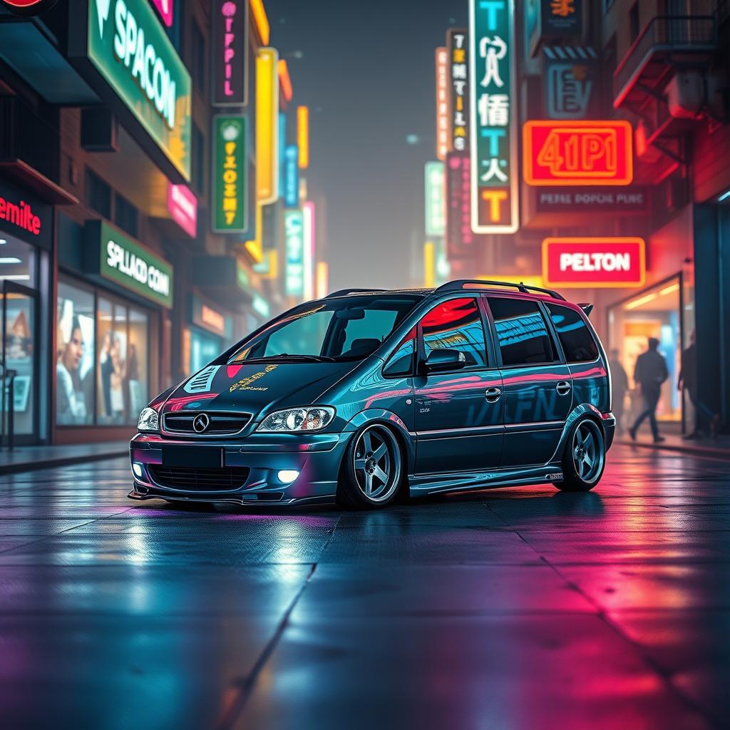 A 2003 Opel Zafira with a stylish stance, featuring a lowered chassis and custom wheels that enhance its sporty appearance