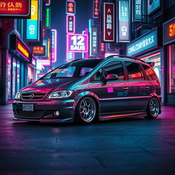 A 2003 Opel Zafira with a stylish stance, featuring a lowered chassis and custom wheels that enhance its sporty appearance